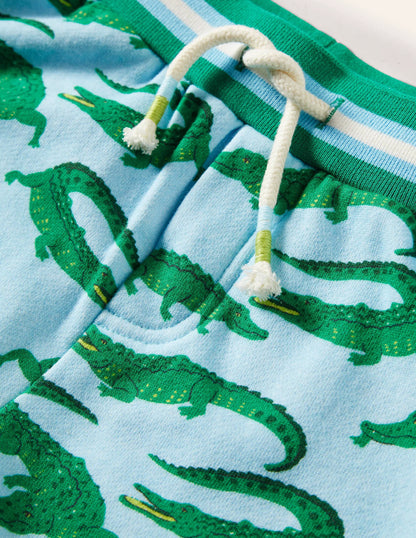 Printed Sweatshorts-Neptune Blue Crocodiles
