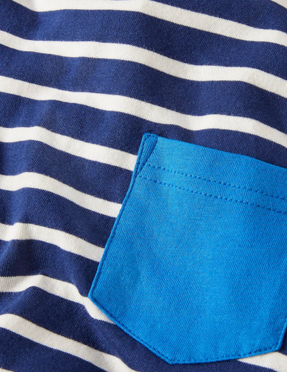 Long Sleeve Breton T-shirt-Starboard Blue/Ivory