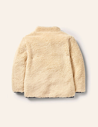 Reversible Zip-up Sweater-Ecru Rainbow
