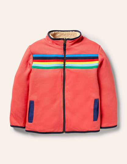Reversible Zip-up Sweater-Ecru Rainbow