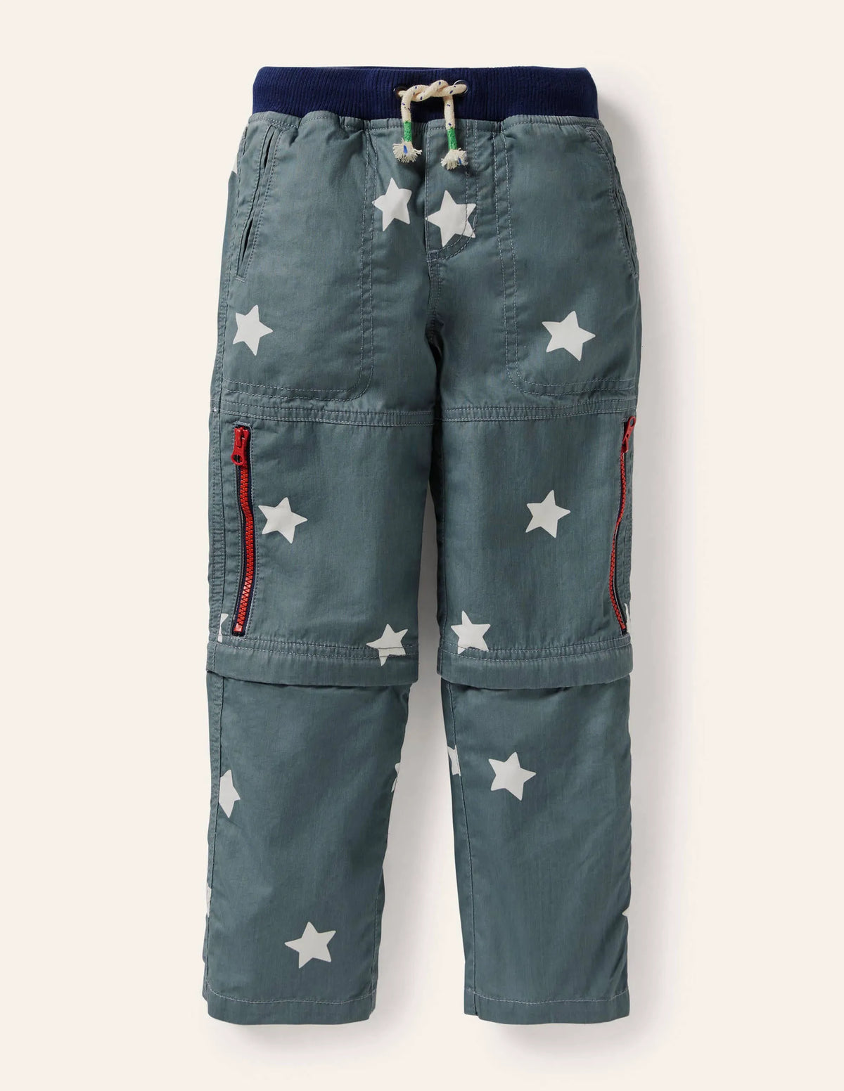 Zip-off Techno Pants-Cobble Grey Stars