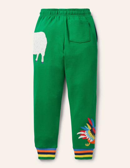 Cockrel Appliqué Joggers-Green Pepper Animals
