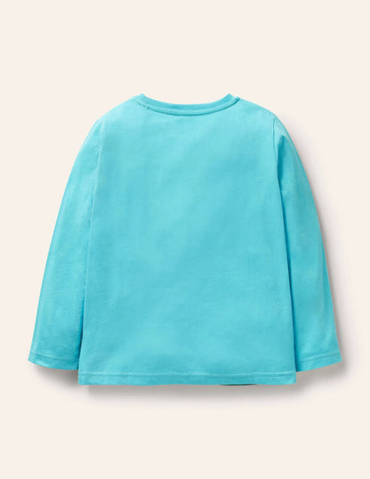 Lift-the-flap T-shirt-Aqua Blue Hot Air Balloon