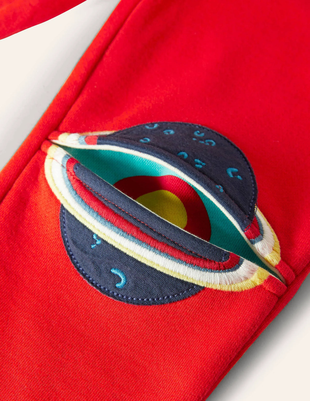 Appliqué Knee Joggers-Fire Red Space