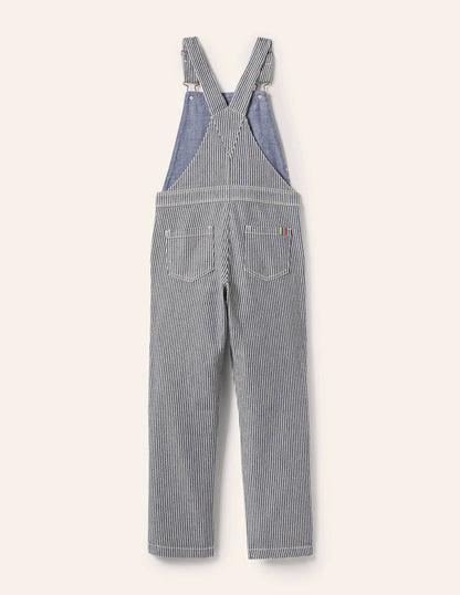 Striped Overalls-Indigo Ticking