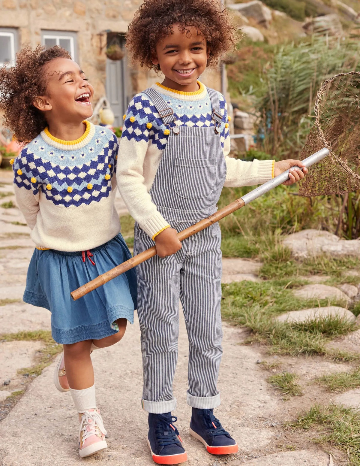 Striped Overalls-Indigo Ticking