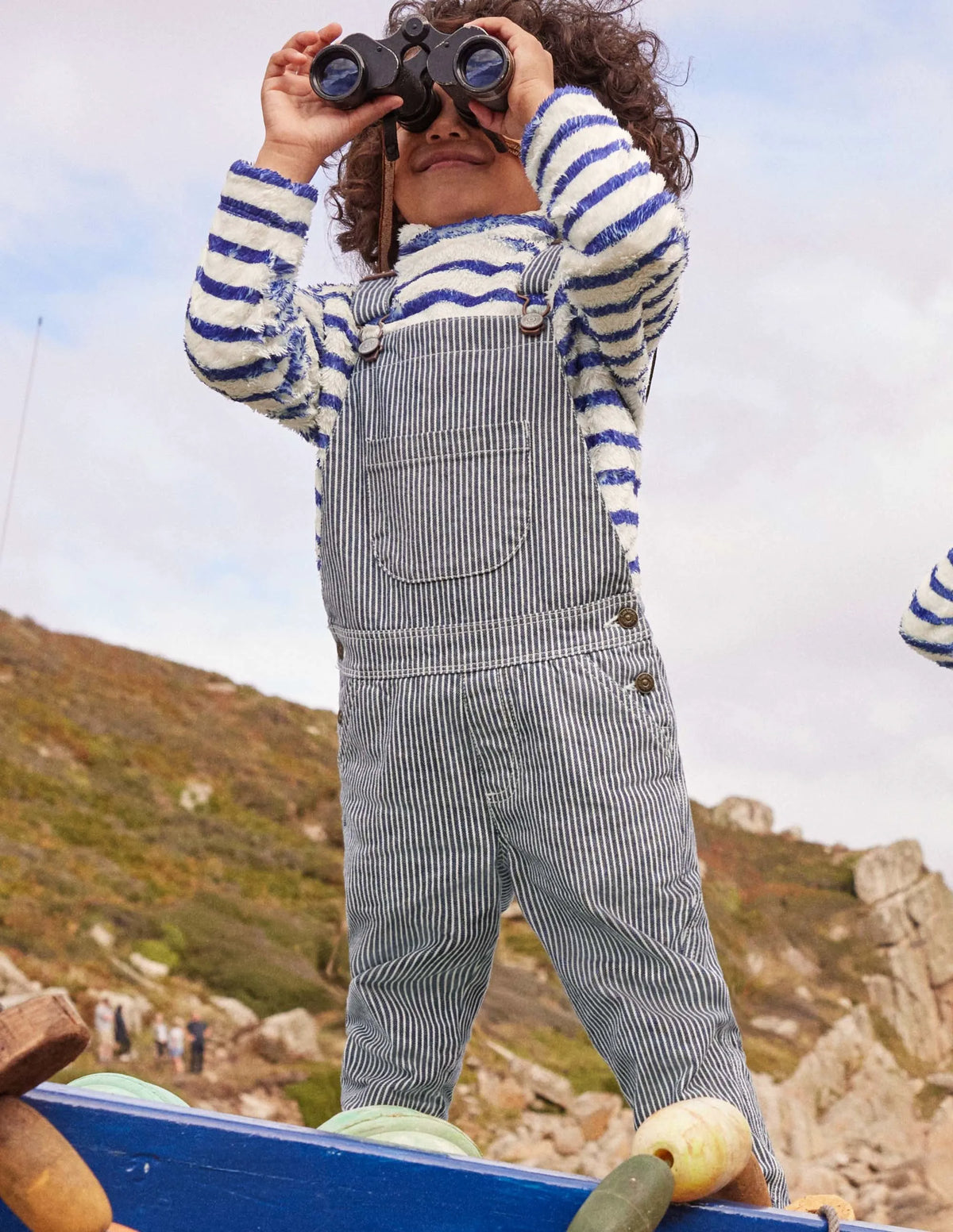 Striped Overalls-Indigo Ticking