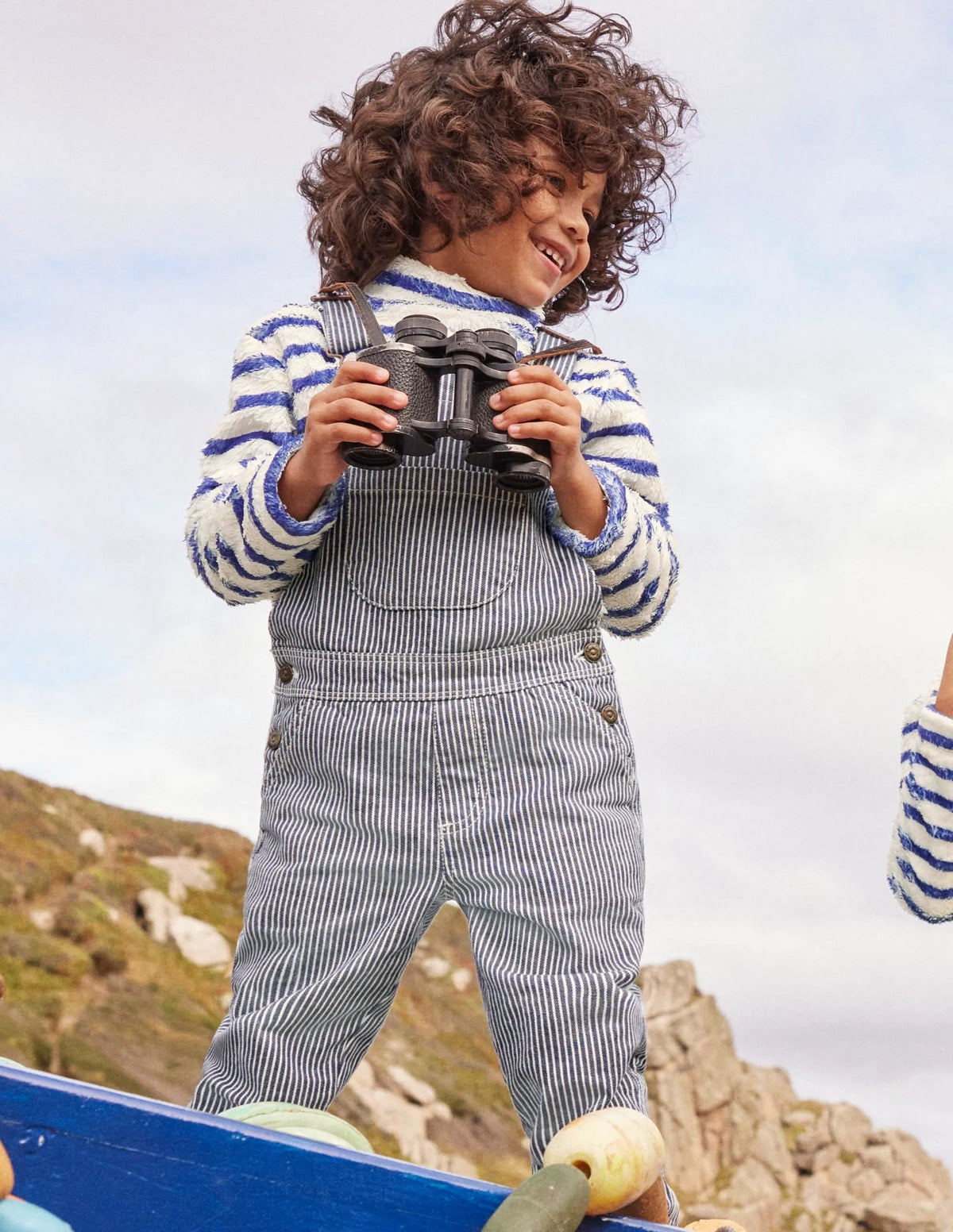 Striped Overalls-Indigo Ticking