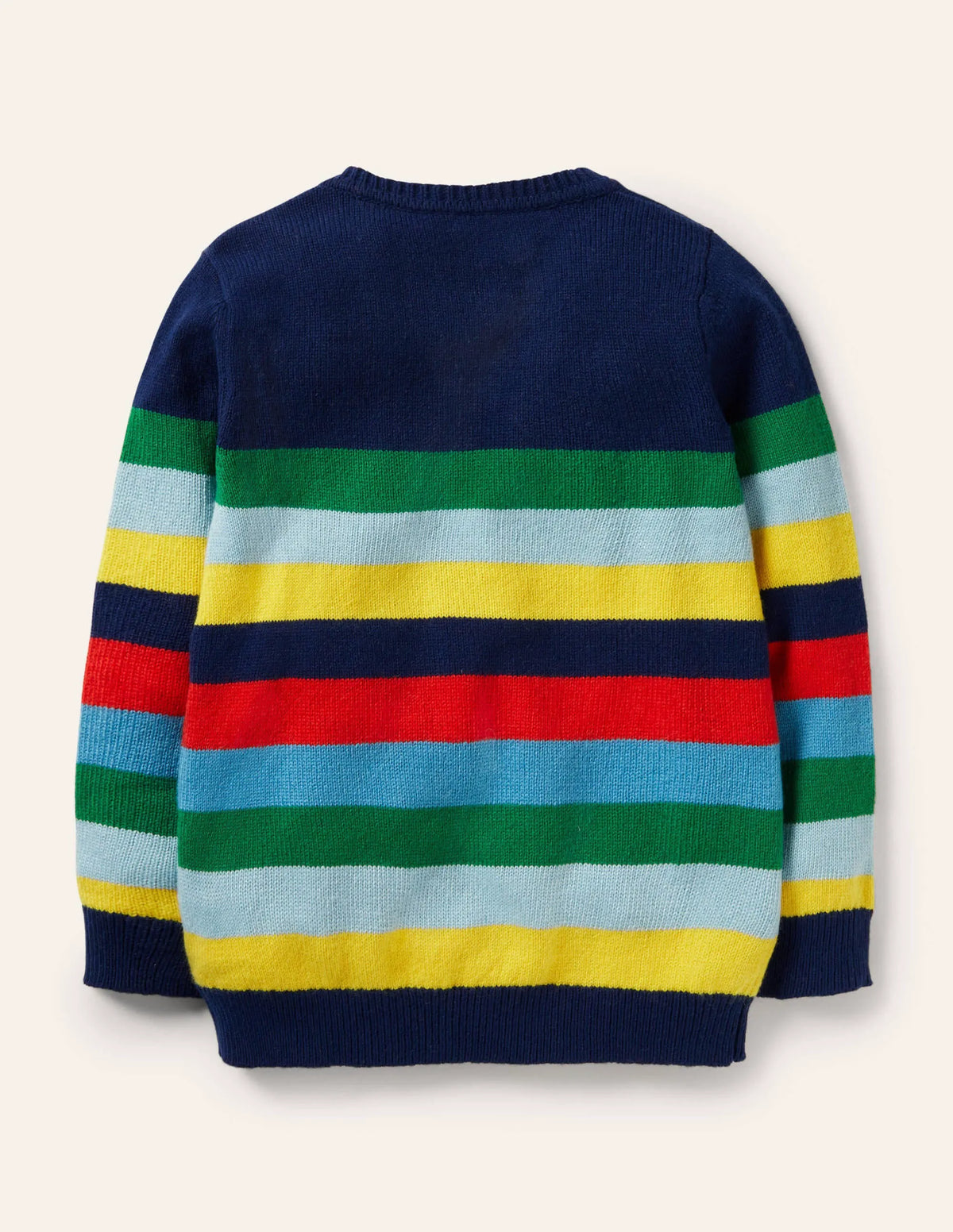Colourblock Crew Sweater-College Navy/Rainbow