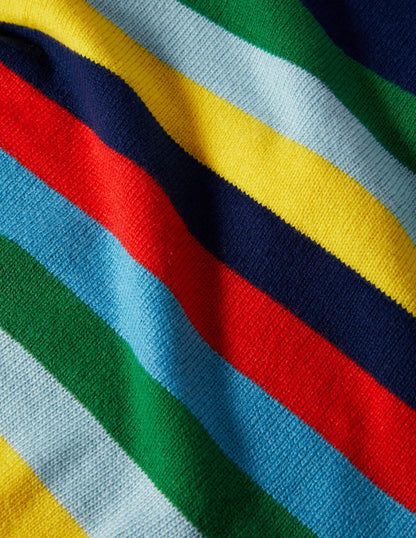 Colourblock Crew Sweater-College Navy/Rainbow