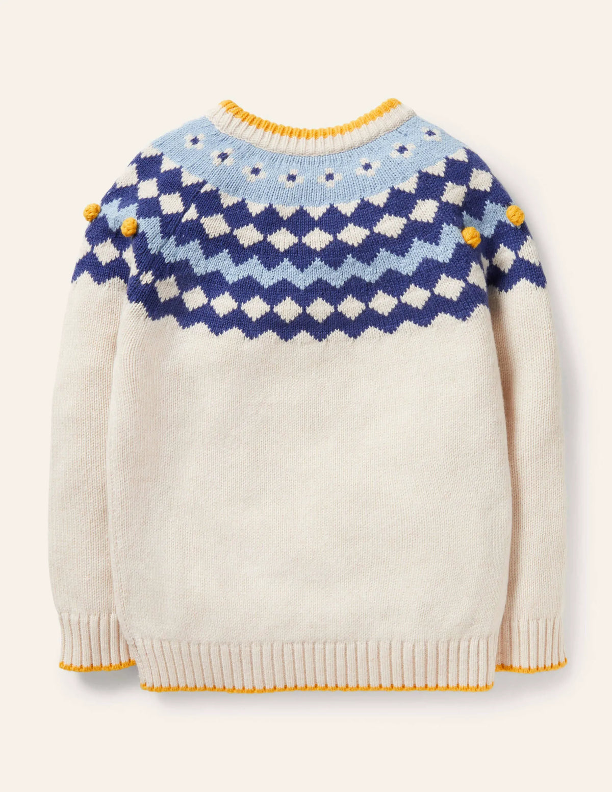 Chunky Fair Isle Crew Sweater-Ecru Marl Fair Isle