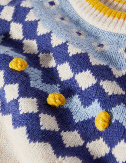 Chunky Fair Isle Crew Sweater-Ecru Marl Fair Isle