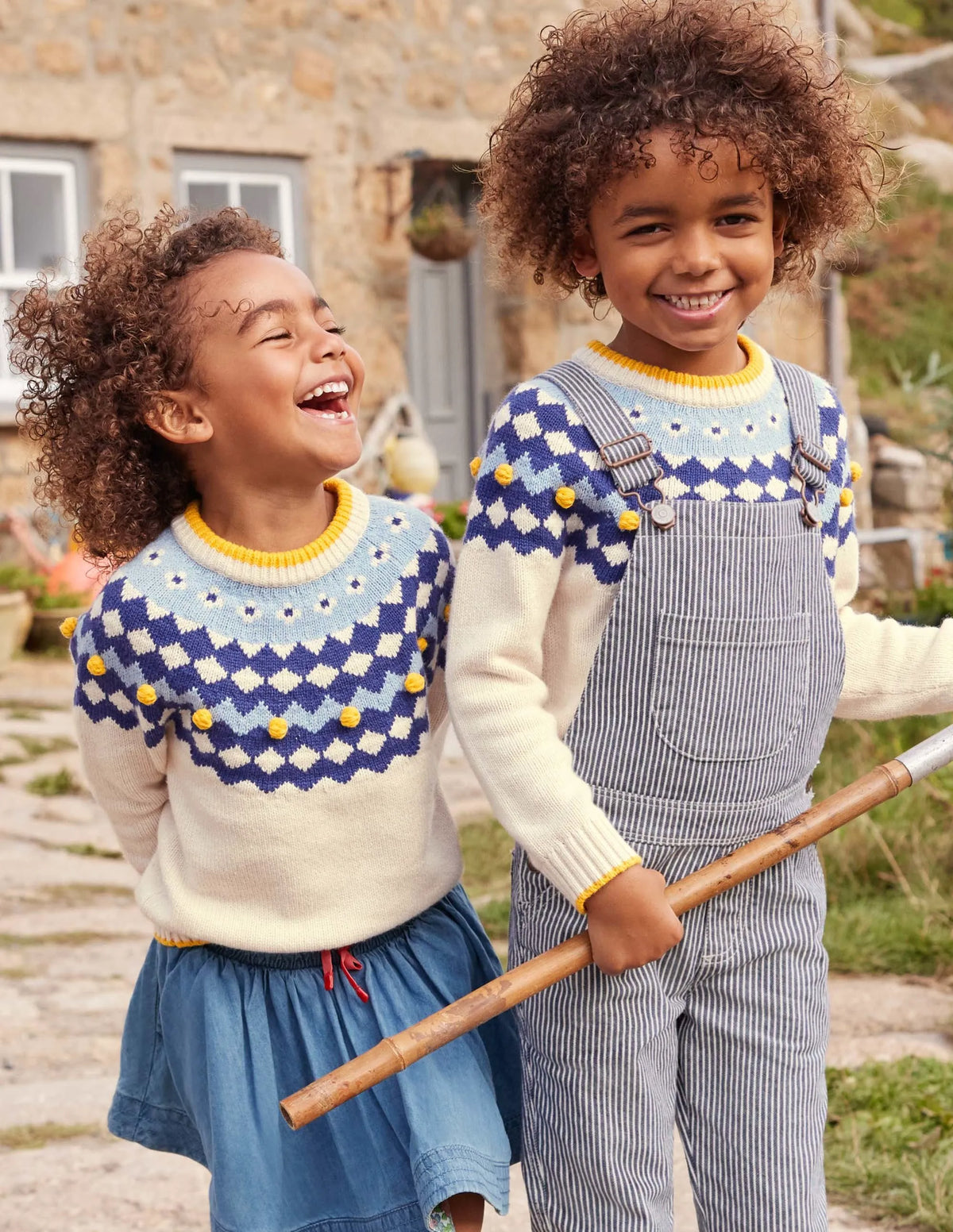 Chunky Fair Isle Crew Sweater-Ecru Marl Fair Isle