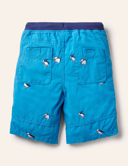 Adventure Shorts-Moroccan Blue Puffins