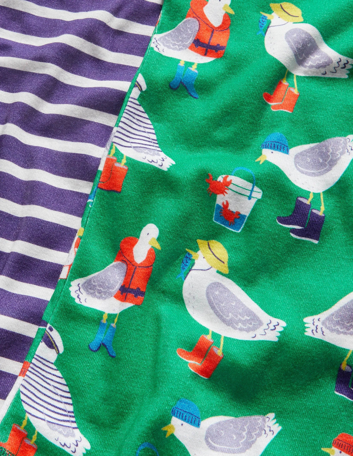 Cosy Twin Pack Long Pajamas-Green Pepper Seaside Seagulls