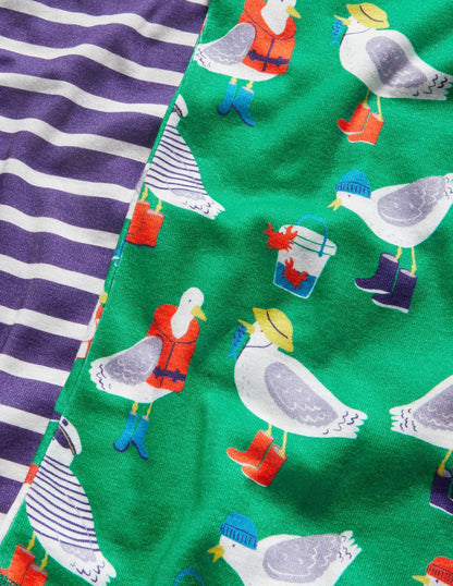 Cosy Twin Pack Long Pajamas-Green Pepper Seaside Seagulls