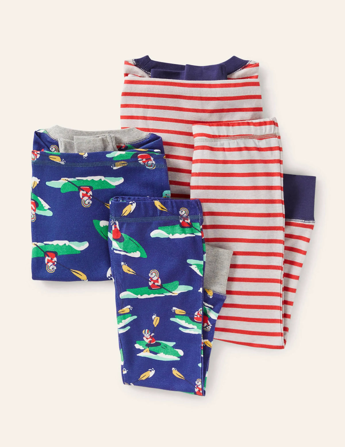 Cosy Twin Pack Long Pajamas-Blue Wave Kayaking Meerkats