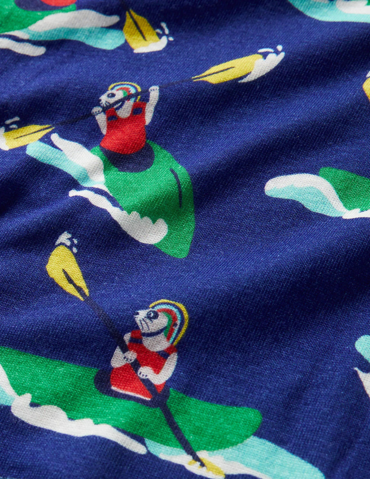 Cosy Twin Pack Long Pajamas-Blue Wave Kayaking Meerkats