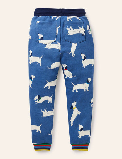 Printed Joggers-Venice Blue Sausage Dogs