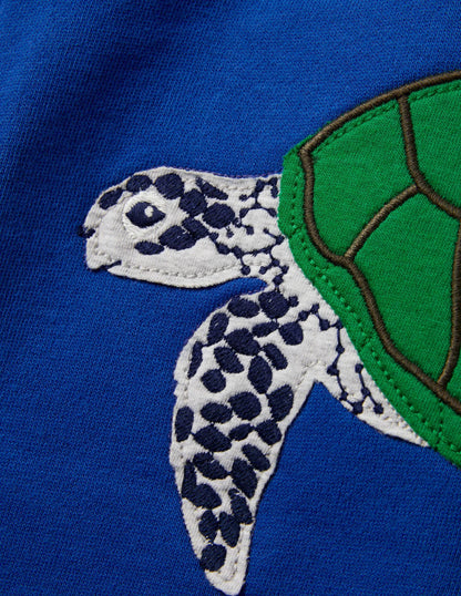 Turtle Appliqué Joggers-Brilliant Blue Turtles