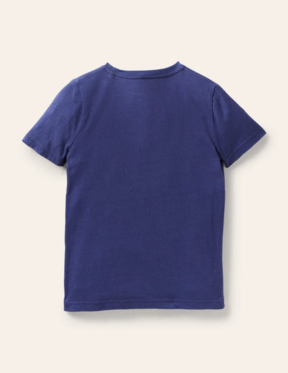 Zip Appliqué T-shirt-Starboard Blue Space