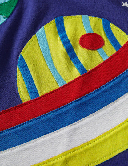 Zip Appliqué T-shirt-Starboard Blue Space