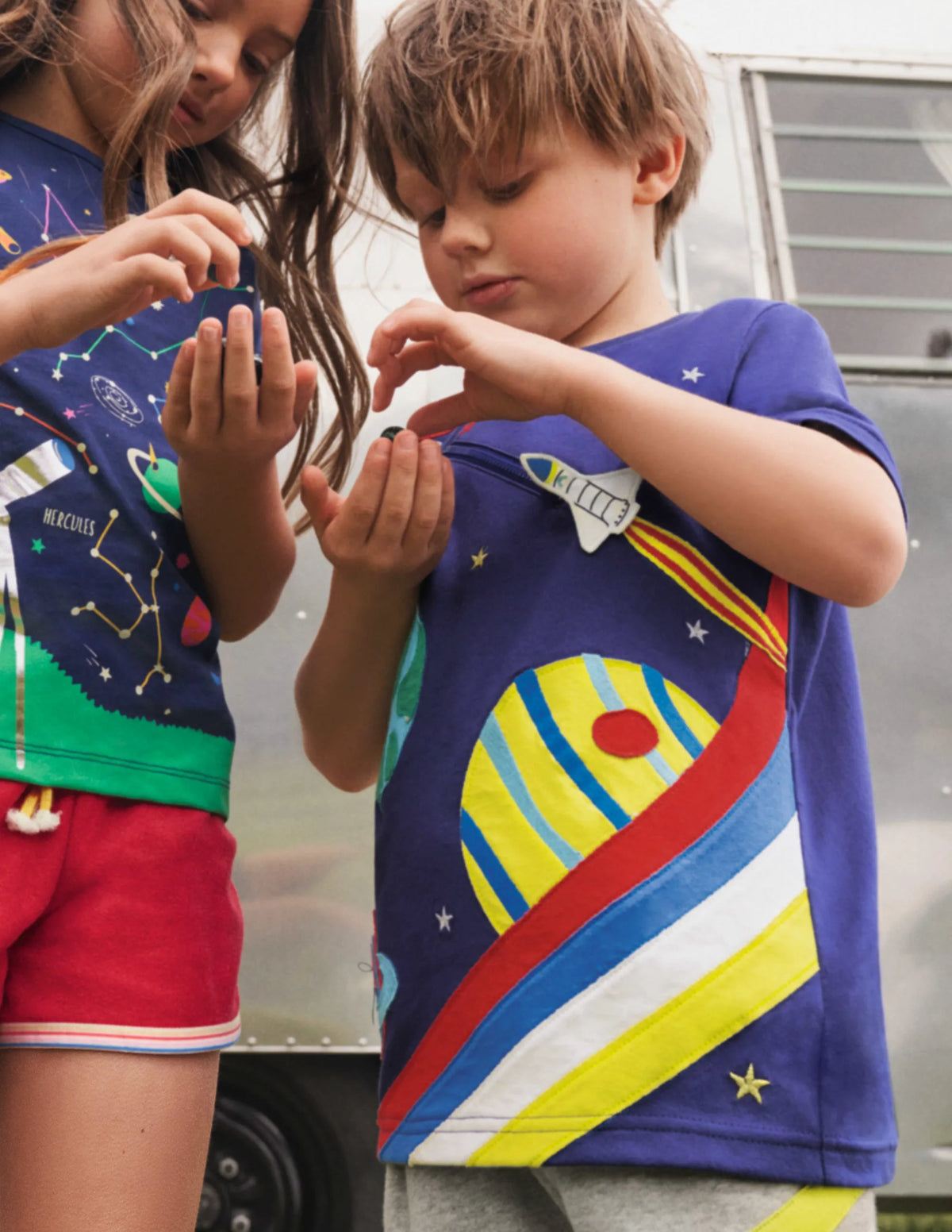 Zip Appliqué T-shirt-Starboard Blue Space