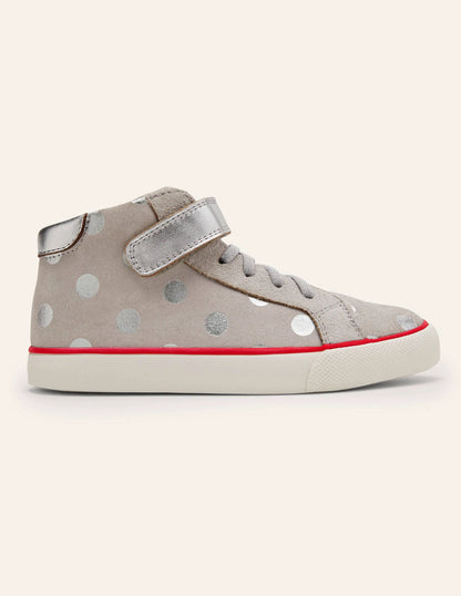 Elasticated Lace High Tops-Silver Spot