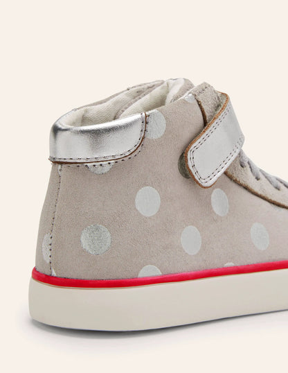 Elasticated Lace High Tops-Silver Spot