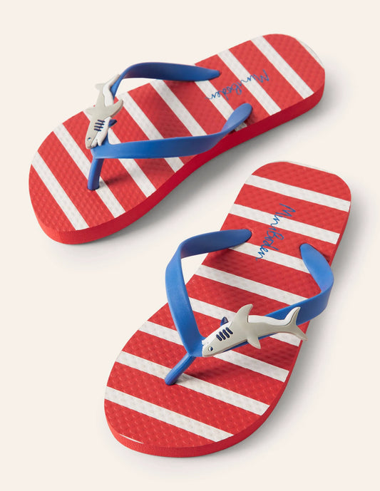 Red Shark Flip Flops-Red/Ivory Sharks