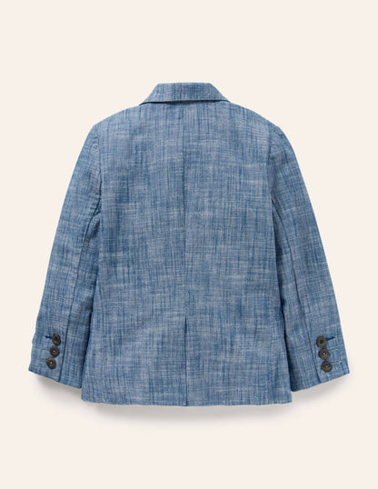 Linen Blazer-Chambray Blue