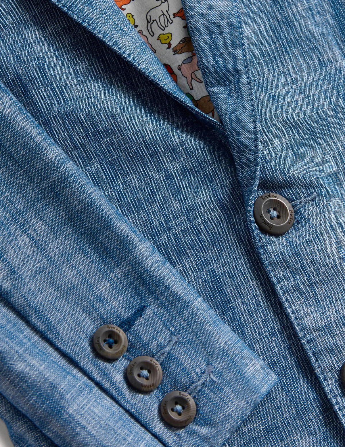 Linen Blazer-Chambray Blue