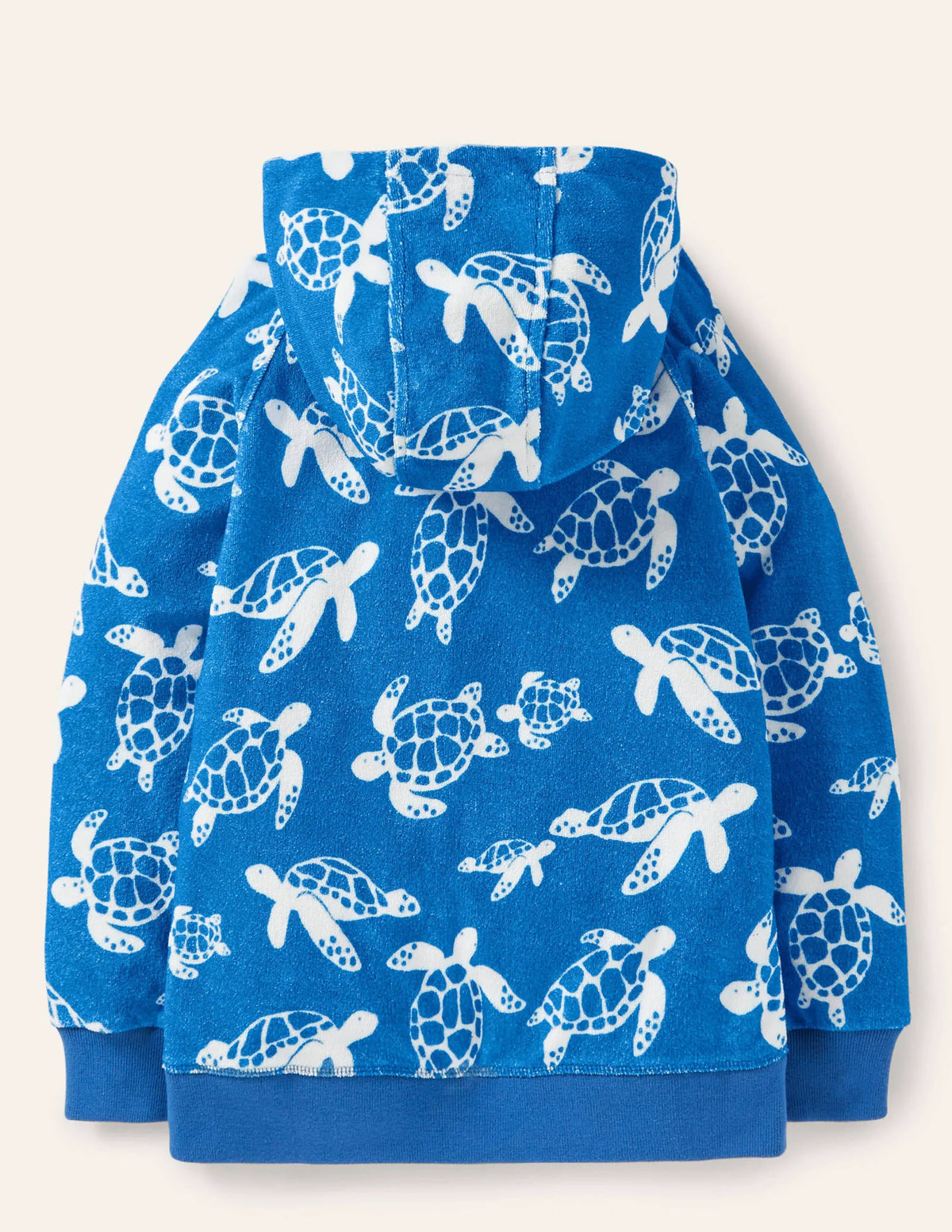 Towelling Zip-through Hoodie-Moroccan Blue Turtle