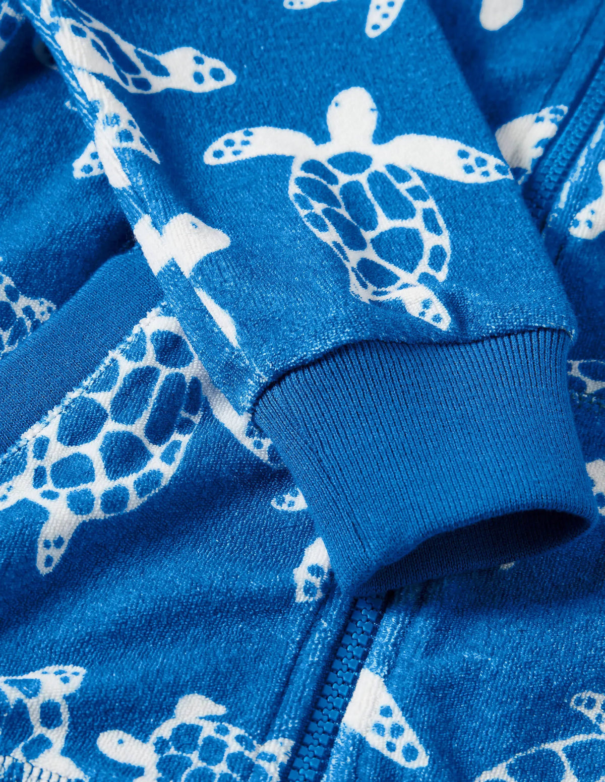 Towelling Zip-through Hoodie-Moroccan Blue Turtle
