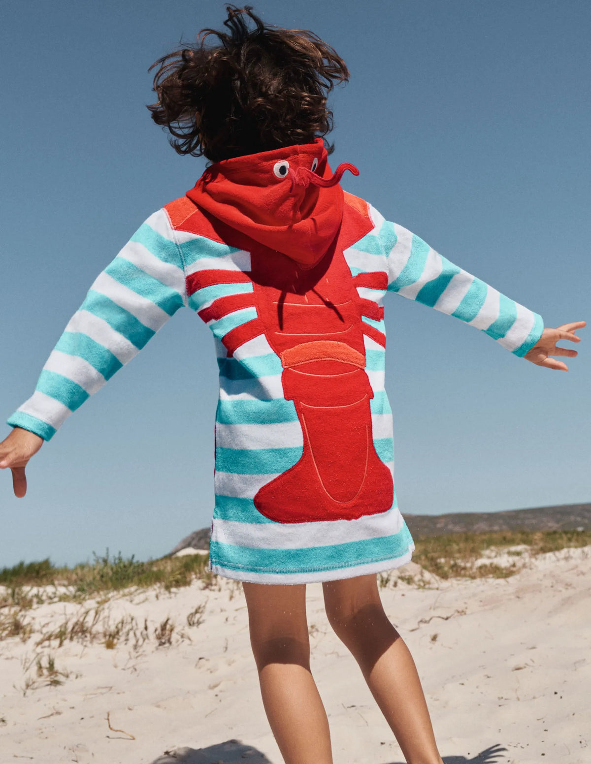 Towelling Throw-on-Aqua Blue Lobster
