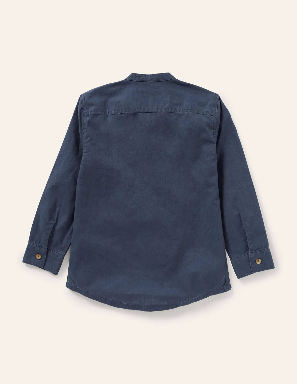 Linen Cotton Grandad Shirt-Indigo