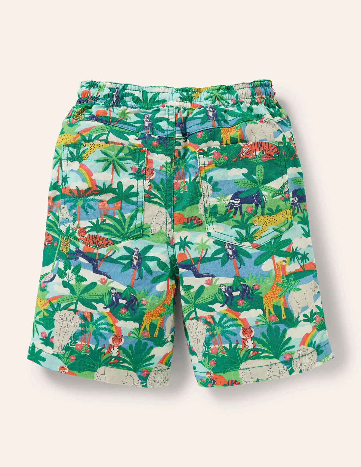 Pull-on Drawstring Shorts-Jungle Scene