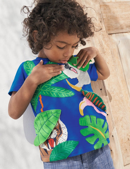 Lift-the-flap Animal T-shirt-Bluebell Blue Peeping Jungle
