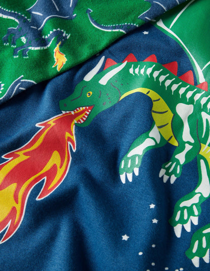 Snug Glow-in-the-dark Pajamas-Baltic Blue Dragon
