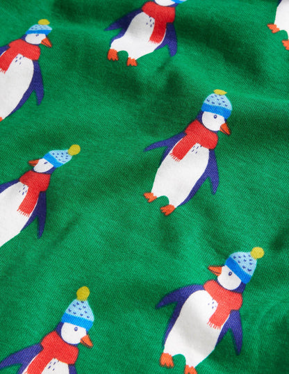 Cosy Twin Pack Long Pajamas-Highland Green Penguins