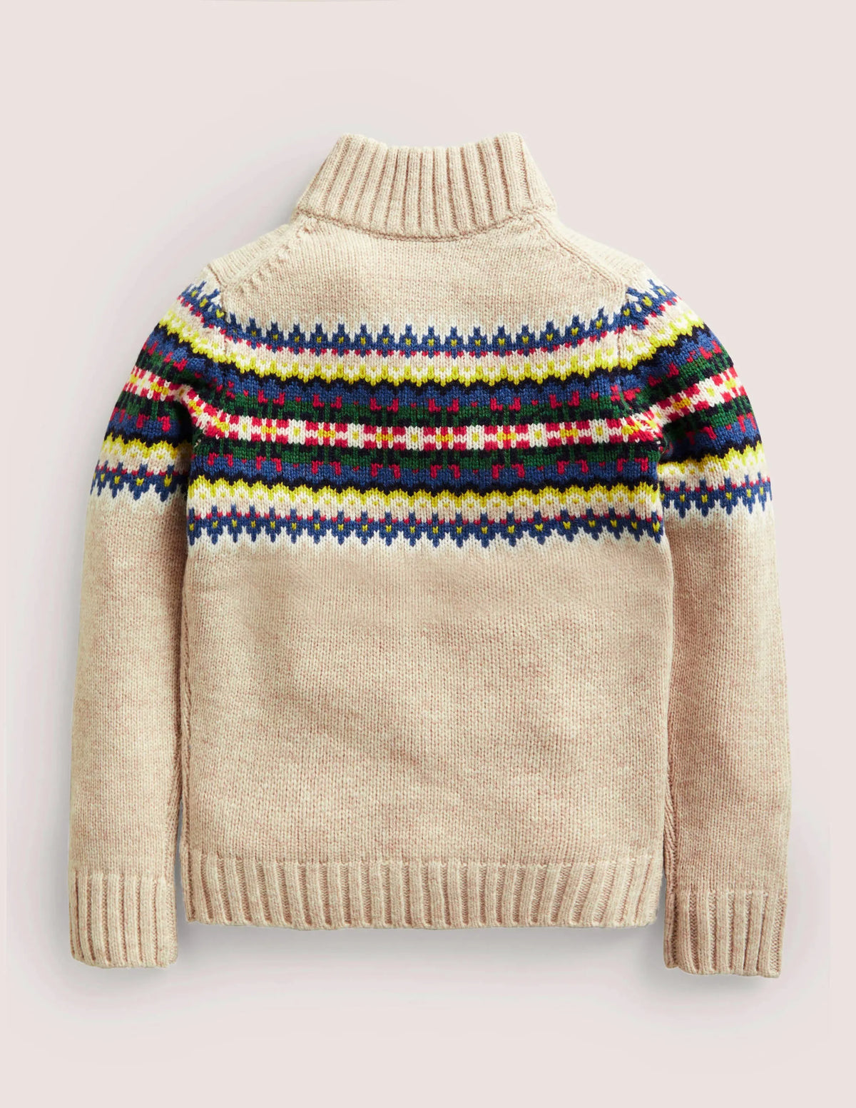 Cable Half Zip Sweater-Ecru Marl