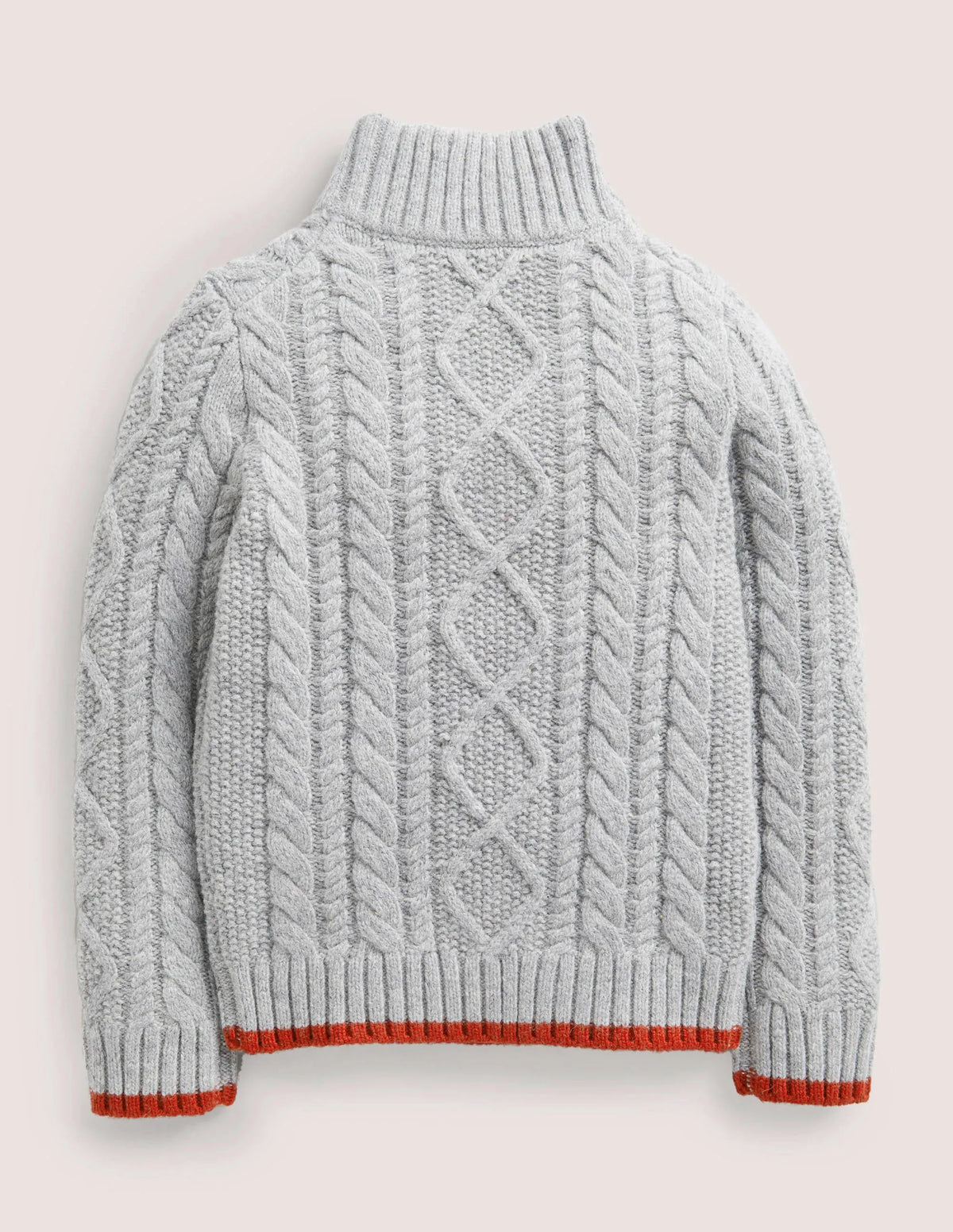 Grey Half Zip Cable Knit Sweater-Grey Marl Cable