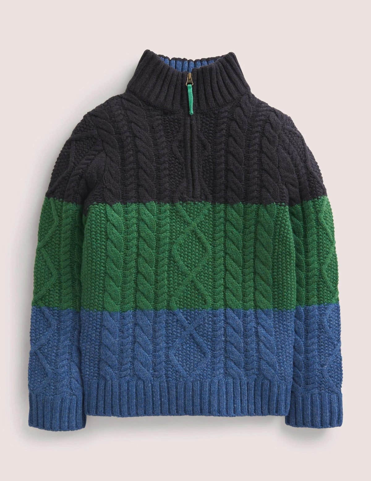 Colorblock Half Zip Cable Knit Sweater-Multi Colourblock