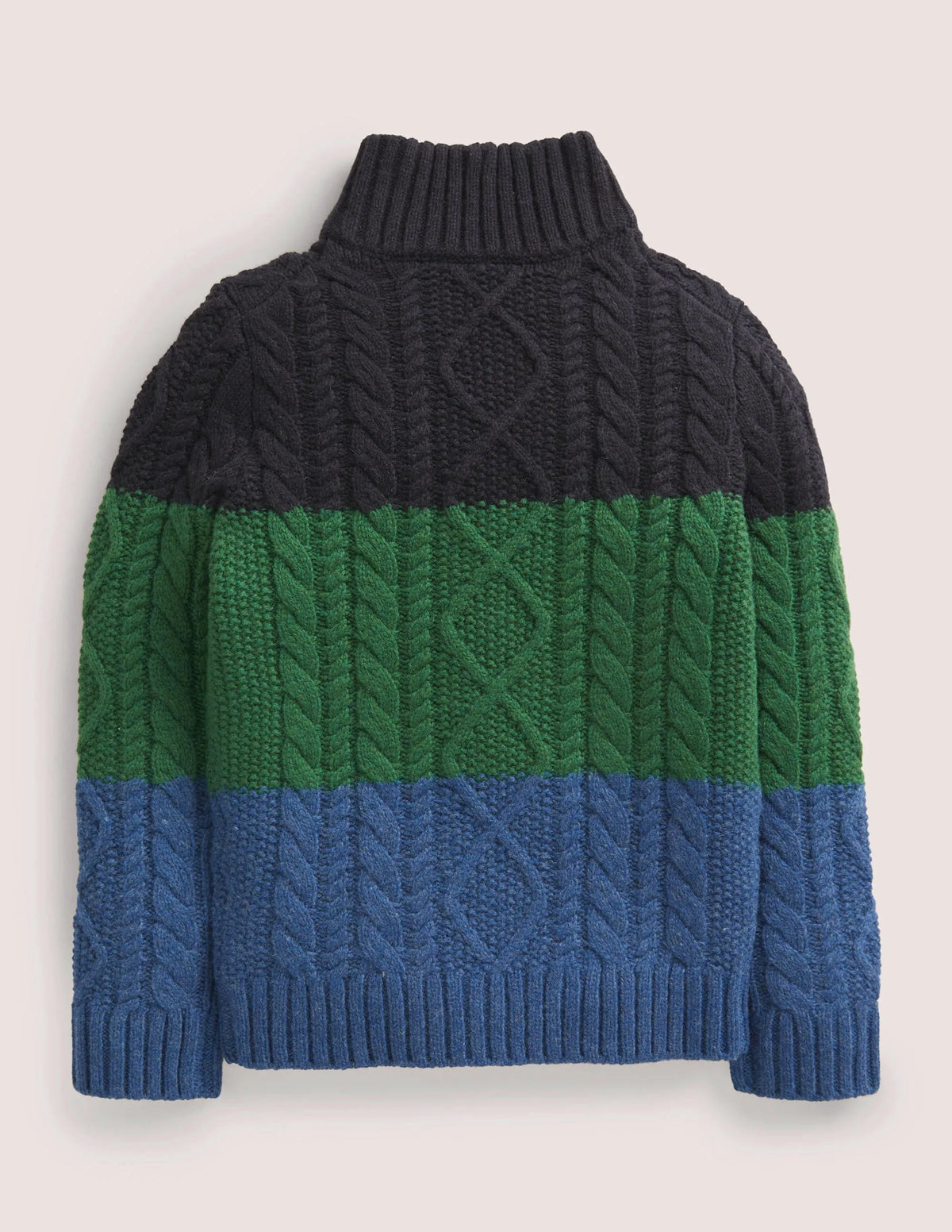 Colorblock Half Zip Cable Knit Sweater-Multi Colourblock