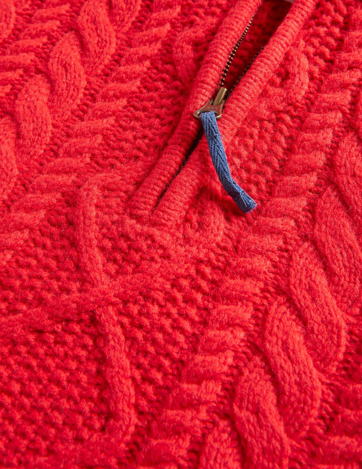 Cable Half Zip Sweater-Rockabilly Red Cable