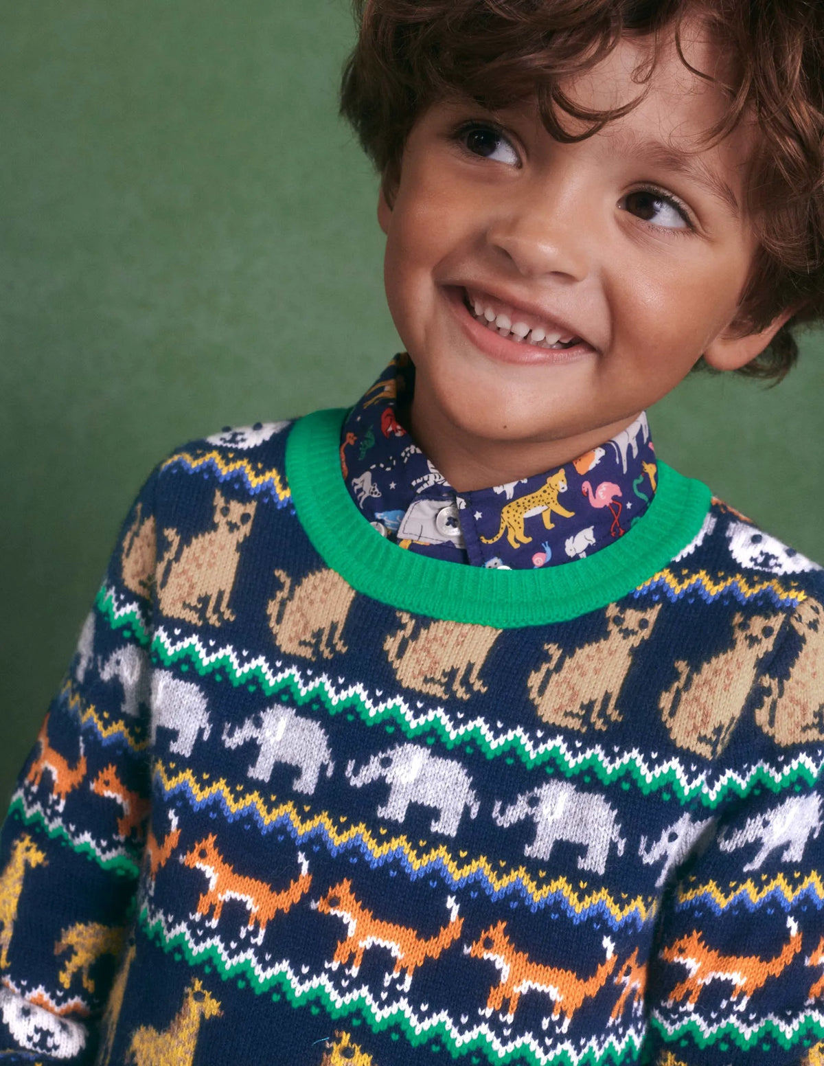 Fair Isle Sweater-College Navy Global Fair Isle