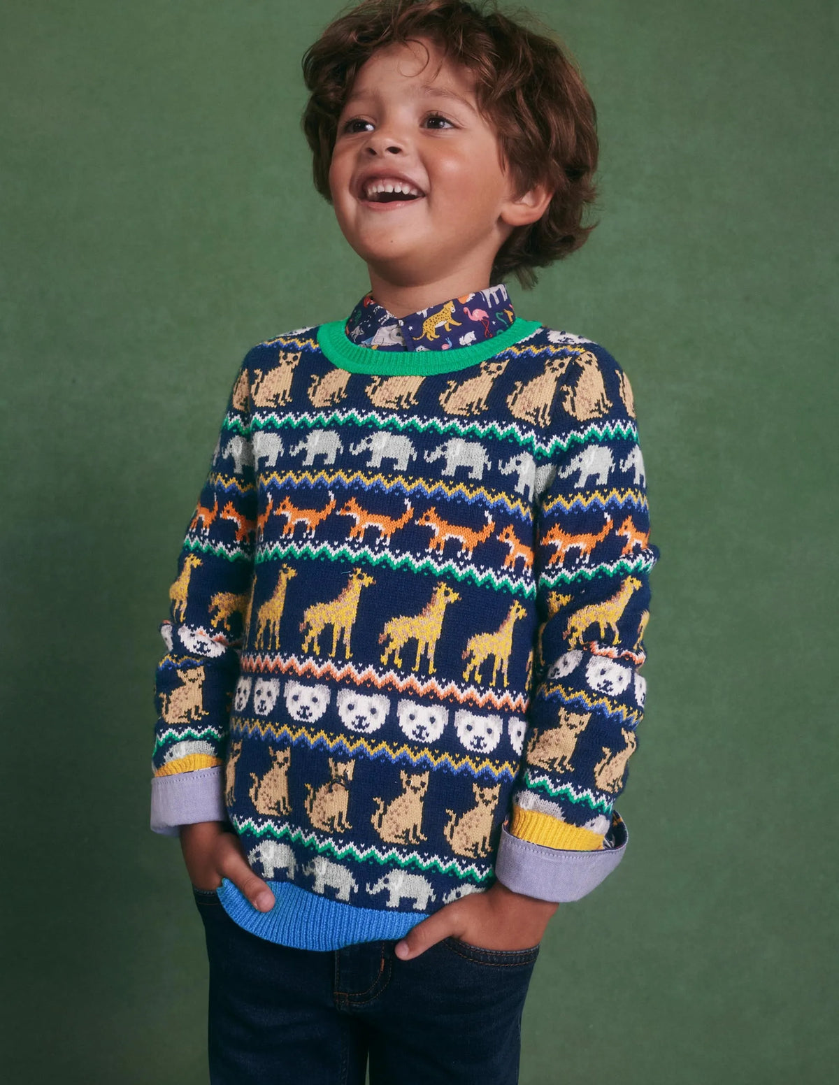 Fair Isle Sweater-College Navy Global Fair Isle