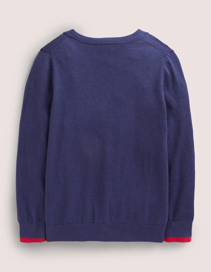 Cotton Cashmere Mix Cardigan-College Navy