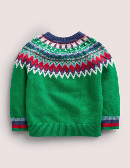 Classic Fair Isle Sweater-Trekking Green Multi Fair Isle