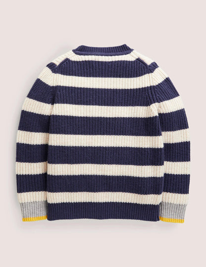 Chunky Knit Fishermans Sweater-College Navy